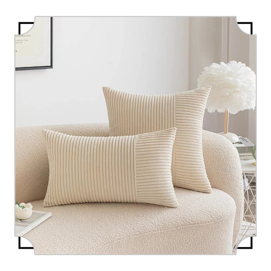 HKM-507283 Corduroy Solid Color Cushion Cover – Modern Minimalist Design in Multiple Sizes