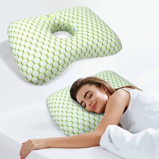HKM-509715 New Chinese Style Single Hole Ear Pillow for Adults - 39x28x6 cm, Polyester Fiber Fill