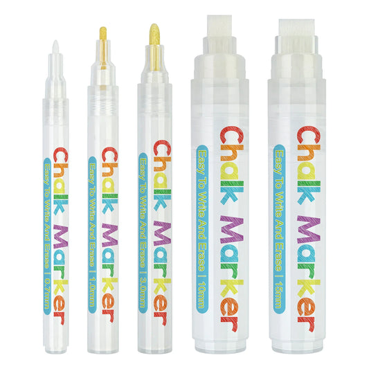 HKM-509715 Water-Based Liquid Chalk Markers, Double-Sided, 15mm Tip, Non-Toxic, 8 Assorted Colours for DIY Art Projects