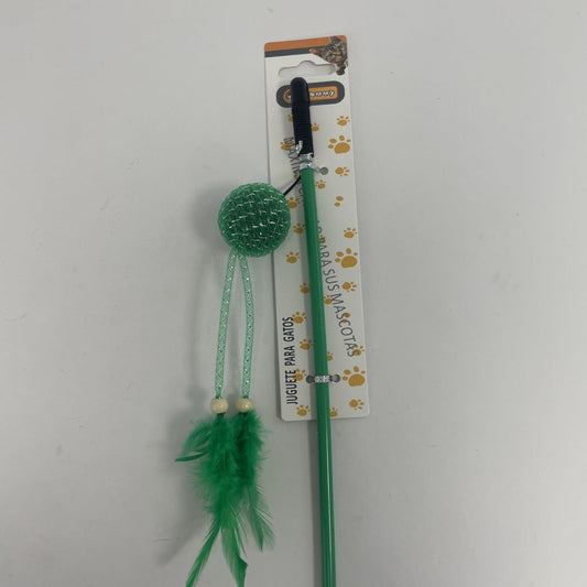 HKM-5111869 Feathered Cat Teaser with Small Ball for Interactive Play