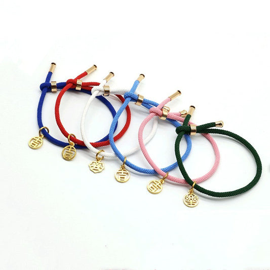 HKM-511315 3D Hard Gold Geometric Pendant on Milan Rope Bracelet - Unisex Design in Durable Cowhide