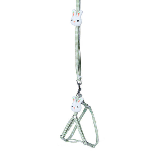 HKM-5129789 Houndstooth Rabbit Design Chest Strap for Small Dogs with Polyester Traction Rope