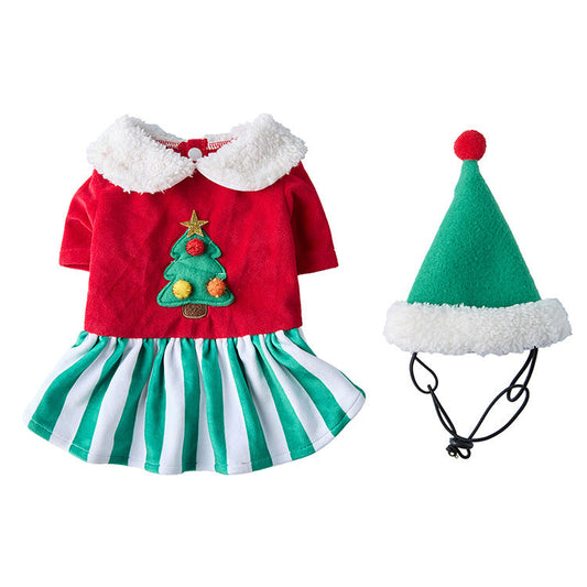 HKM-5144893 Festive Pet Costume for Dogs - Halloween and Christmas Style with Skirt and Accessories, Available in Sizes S, M, L, XL