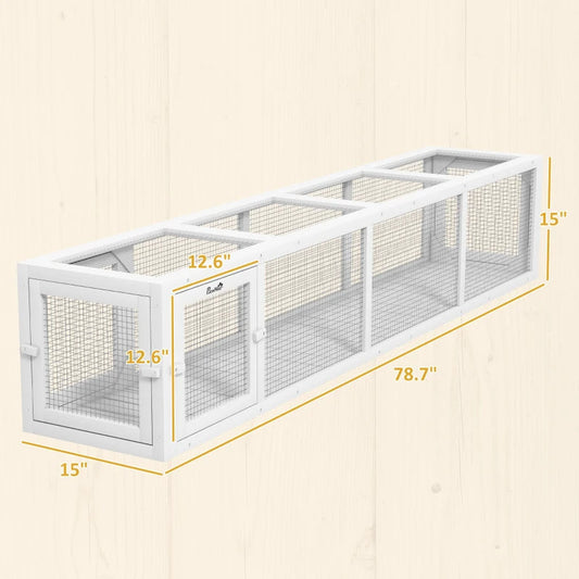 HKM-5149245 Weather-Resistant Wooden Cat Tunnel with Multiple Entrances for Indoor and Outdoor Use