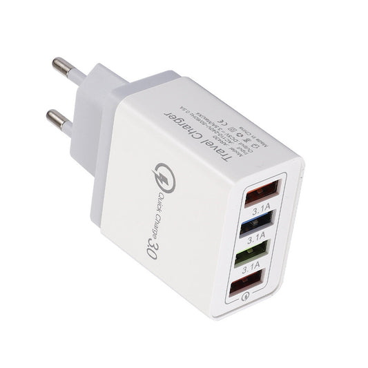 HKM-515091 Luminous 4USB Mobile Phone Charger with Indication Function, Compact Size for Euro and US/UK Use