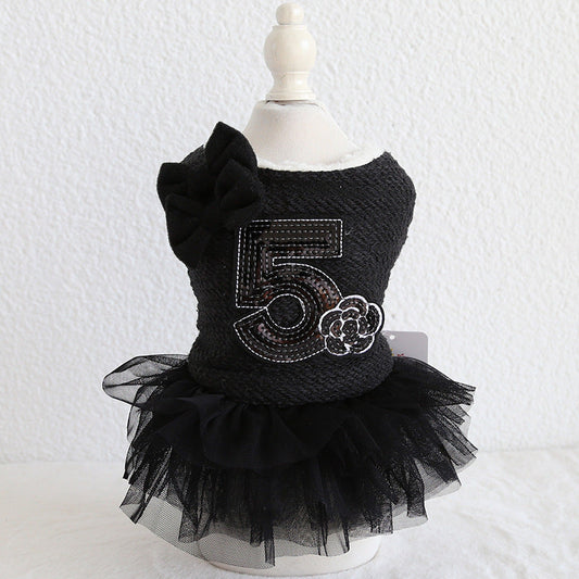 HKM-5178941 Double Bow Flower Shape Cotton Skirt for Small Dogs - Available in Multiple Colors