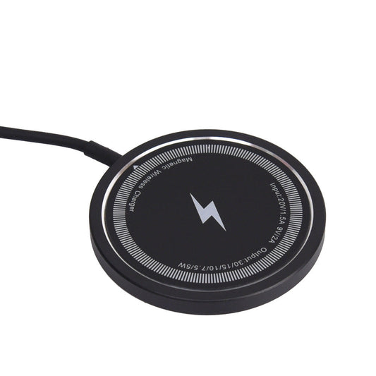 HKM-519507 15W Magnetic Wireless Charger with Metal Casing - Black/White, Type-C Interface