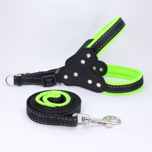 HKM-5220157 Triangle Chest Strap for Dogs and Cats - Adjustable Nylon Harness with Leash Options