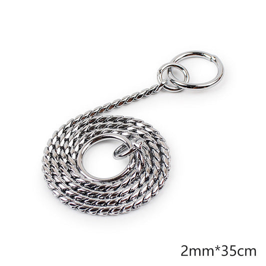 HKM-5220669 Twisted Chain Stainless Steel Pet Choker in Silver