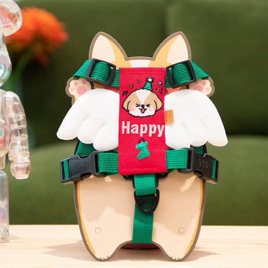 HKM-5222717 Pet Angel Wings Embroidered Chest Strap for Dogs - Various Colors & Sizes Available
