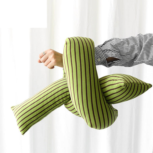 HKM-522899 Knotted Waist and Shoulder Multifunctional Retro Striped Pillow 14x180cm