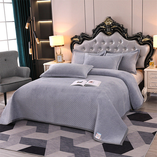 HKM-524243 Solid Color Quilted Bedspread with Pillowcase Pair - Multiple Sizes Available