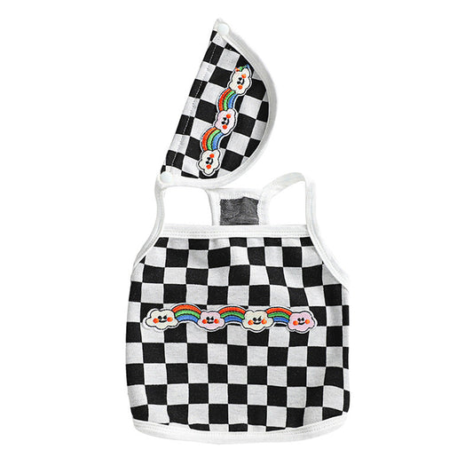 HKM-5243709 Stylish Plaid Vest for Pets in Green and White or Black and White Patterns
