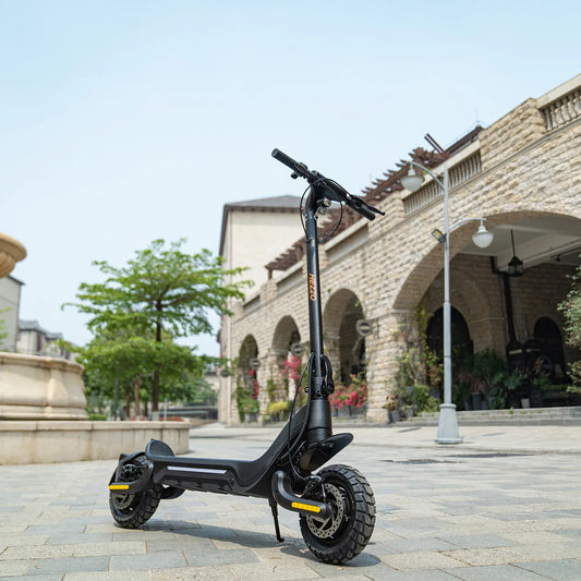 HKM-524435 F5 10-Inch Folding Electric Kick Scooter with 1600W Dual Motors, 50KM Range, Full Suspension