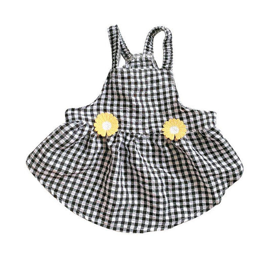 HKM-527123 French Bucket Tutu Skirt with Bubble Suspenders in Black/White and Green/White Lattice Patterns