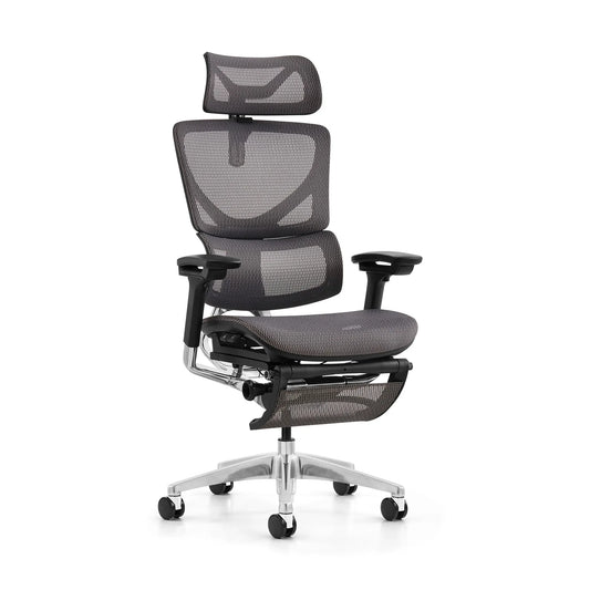 HKM-527635 Ergonomic Mesh Office Chair with Footrest and Adjustable Recline for Comfortable Back Support
