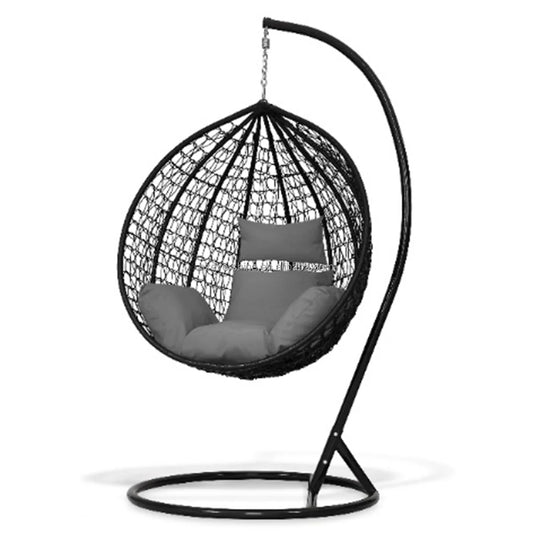 HKM-529555 Egg-Shaped Garden Rattan Swing Chair for Patio and Outdoor Relaxation