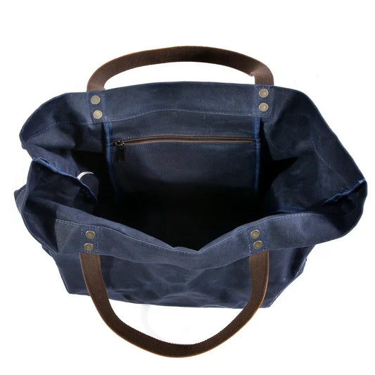 HKM-529747 Waterproof Wax Canvas Minimalist Tote Bag with Large Capacity for Men and Women