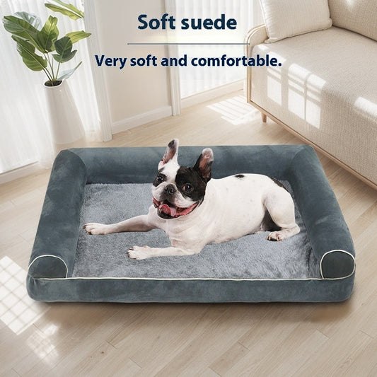 HKM-5324989 Breathable Square Pet Bed in Dark Gray, Light Gray, Khaki, Blue, and Beige, Multiple Sizes Available