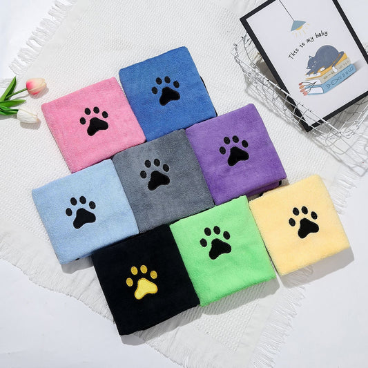 HKM-532563 Quick-Drying Soft Absorbent Coral Fleece Pet Bath Towel for Dogs and Cats in Various Colors