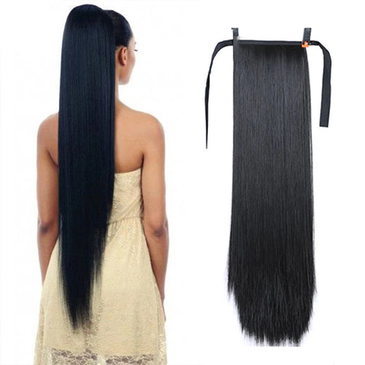 HKM-534867 Long Straight Hair Ponytail - Versatile Hairpiece for All Skin Tones and Face Shapes