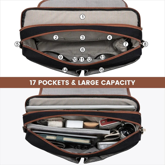 HKM-534995 Waterproof Crossbody Laptop Briefcase with USB Port for Office and Travel