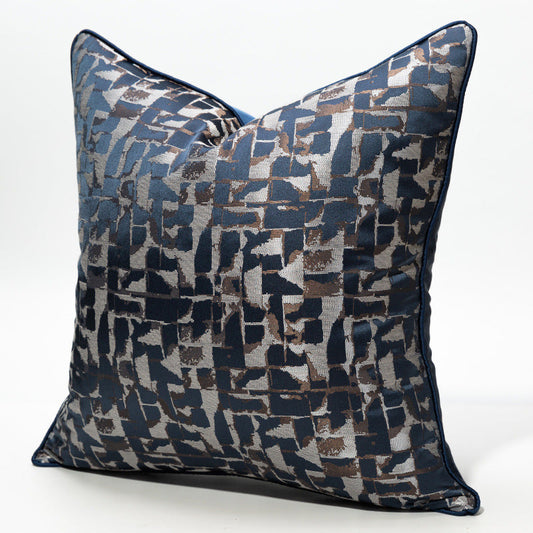 HKM-535251 Modern Minimalist Plaid Pillow Cases in Dark Blue - Available in Various Sizes