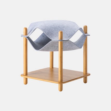 HKM-5370813 Bamboo Plywood Cat Climbing Frame Nest with High-Density Felt - Easy to Clean and 15KG Load Capacity
