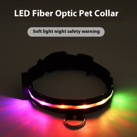 HKM-5415485 Luminous Black Dog Walking Collar with Rope for Halloween, Christmas, and Year-Round Use
