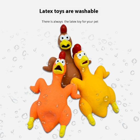 HKM-5437373 Bite-Resistant Latex Chicken Sound Toy for Dogs - Available in Orange, Yellow, and Brown