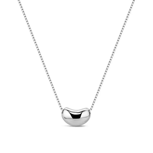 HKM-543891 S925 Sterling Silver Coffee Bean Pendant 18K Gold Plated Summer Simple Link Chain Necklace Jewelry for Women
