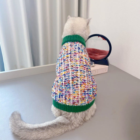 HKM-5454013 Color-Block Wool Yarn Cardigan Sweater for Dogs - Multiple Sizes Available