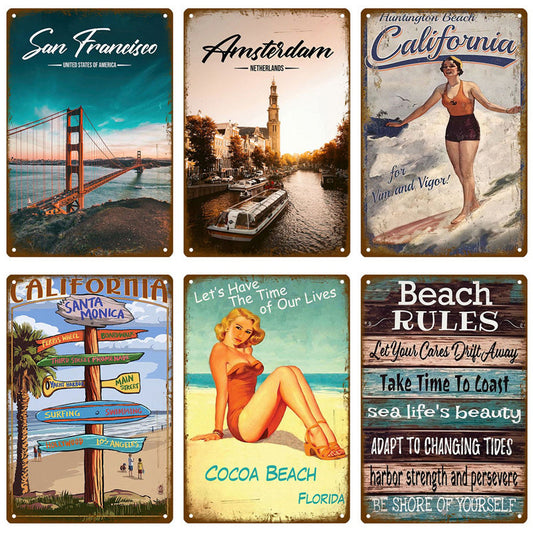 HKM-545427 Vintage Metal Wall Art for Home Bar and Cafe Decor, Tinplate Retro Sign 20x30 cm
