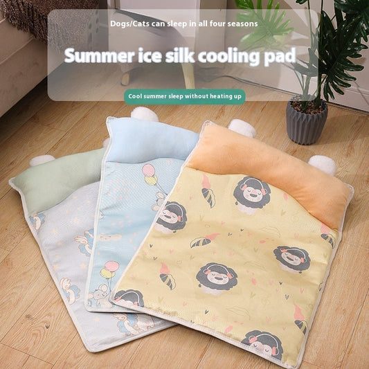 HKM-5490621 Summer Ice Silk Pet Cooling Mat for Dogs – Four Seasons Universal, Multiple Colors & Sizes Available