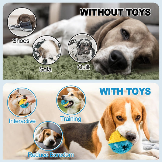 HKM-5497789 Interactive Dog Chew Toy with Teeth Cleaning and Food Dispensing Features