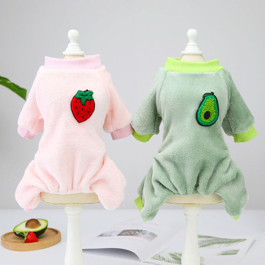 HKM-5506621 Cozy Coral Fleece Four-Legged Pet Apparel for Autumn and Winter in Multiple Colors