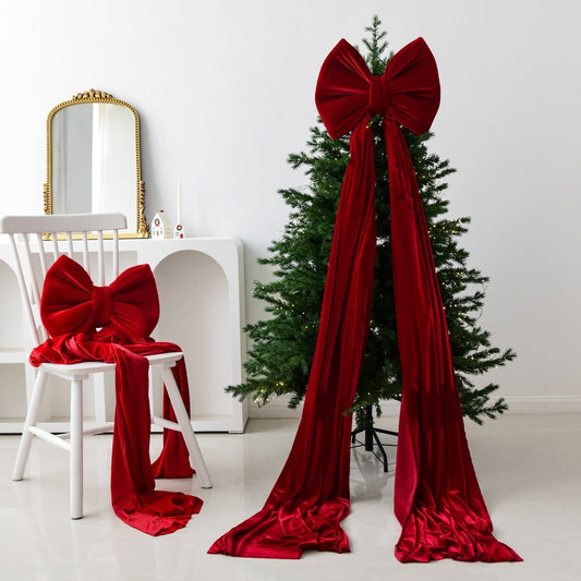 HKM-551379 Large Velvet Bow Decoration for Modern Holiday Décor