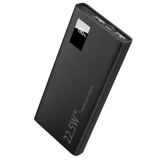 HKM-552659 Portable 10000mAh Power Bank with 22.5W Fast Charging, PD QC 3.0, LED Display, Compatible with iPhone and Samsung Devices