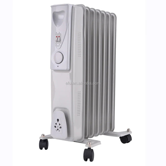 HKM-553171 Oil-Filled Radiator Heater with Adjustable Thermostat and Safety Features, 1500W Power, Portable for Indoor Use