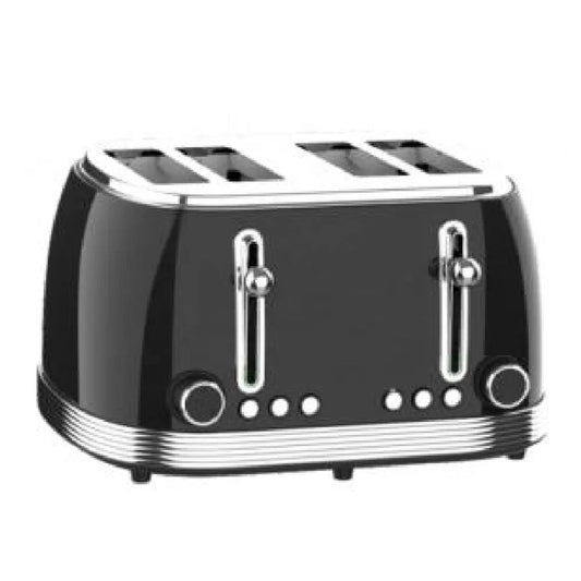 HKM-553299 Stainless Steel 4-Slice Toaster with Electronic Browning Control and Slide-Out Crumb Tray, Blue