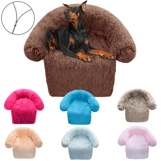 HKM-5537085 Removable & Washable Plush Pet Bed with Integrated Blanket for Dogs