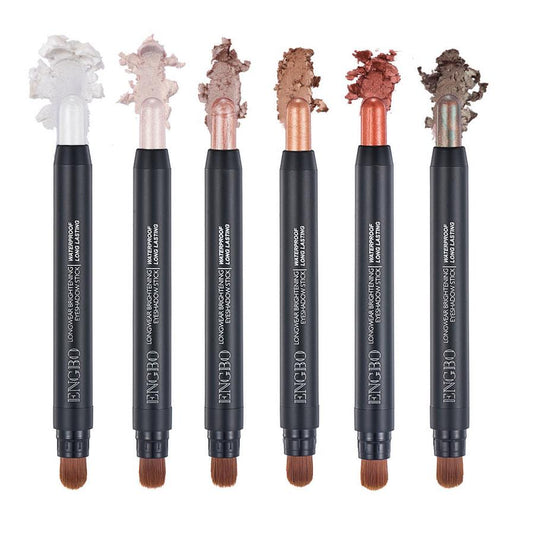 HKM-554771 Double-Ended Long-Lasting Pearlescent Eyeliner Pen Set - Universal Black Color, 6 Pieces