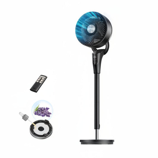 HKM-5557587 2026 Upgraded 90ft Airflow Quiet Oscillating Standing Fan, 20dB, 8 Speeds, Adjustable Height 38-42'', 8H Timer, DC Motor