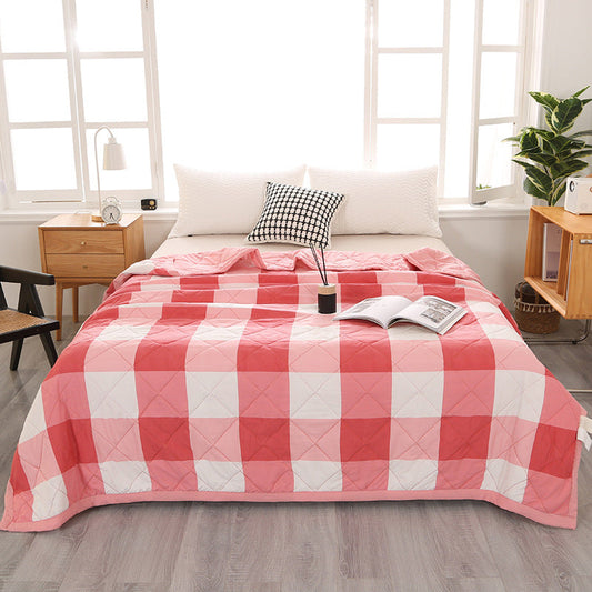 HKM-556691 Japanese Wash Cotton Air Conditioner Quilt - Multiple Sizes & Plaid Colors Available