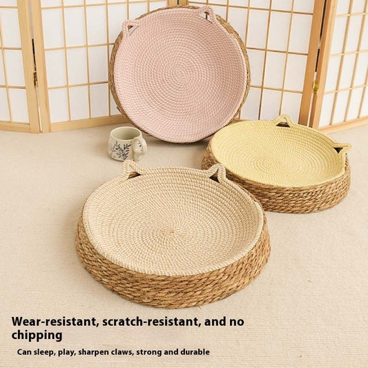 HKM-5567677 Rattan Cat Nest with Cotton String Pad for All Seasons in Multiple Colors and Sizes