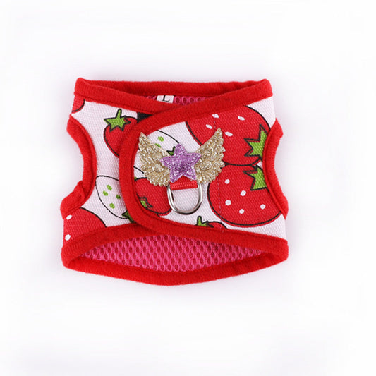 HKM-559507 Rabbit and Guinea Pig Chest Harness with Traction Rope - Cotton Blend, Adjustable Sizes in Red, Pink, and Blue
