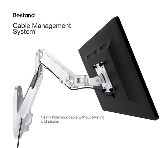 HKM-559827 Aluminum Alloy Single-Arm Monitor Wall Mount Bracket - 2.8KG, 40.5x34.5x12.7CM