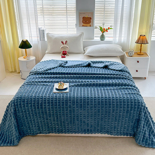 HKM-560147 Mixed Color Striped Angora Plaid Blanket - All Season, Multiple Sizes Available