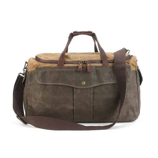 HKM-564179 Retro Waterproof Men's Travel Bag - Large Capacity Fitness and Outdoor Shoulder Bag in Dark Grey, Khaki, and Army Green
