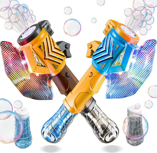 HKM-564563 Automatic Light-Up Axe Wand Bubble Machine for Kids - Fun Outdoor Bubble Blaster